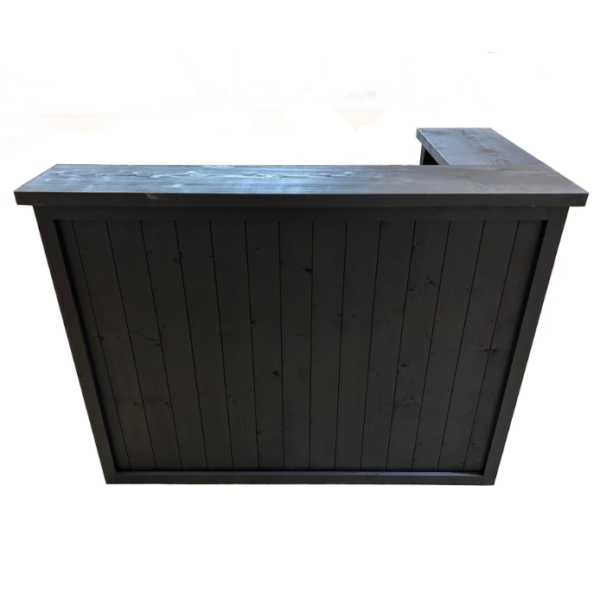 WOODEN BAR L SHAPED FRIDGE/BARREL ADAPTED BLACK