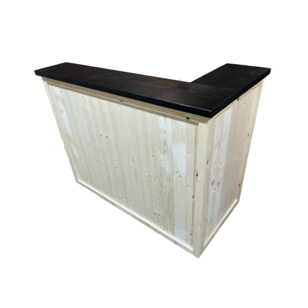 WOODEN BAR L SHAPE NO FINISH/BLACK TOP