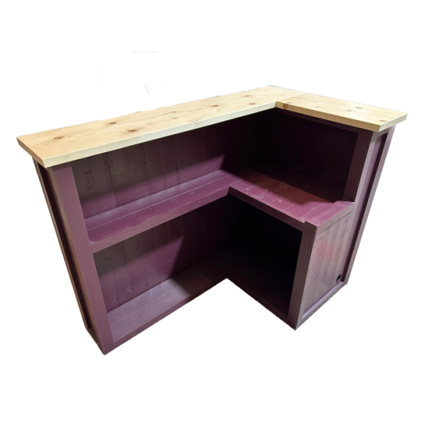 WOODEN BAR L SHAPE MINI FRIDGE ADAPTED SUMMER DAMSON/CLEAR TOP