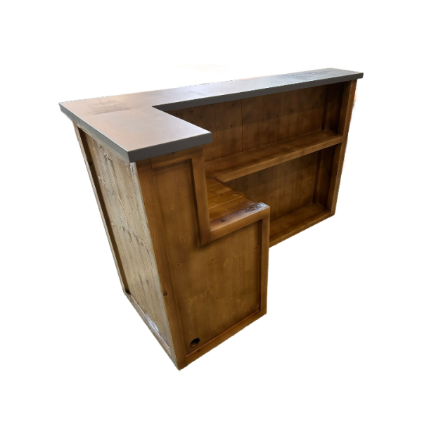 WOODEN BAR L SHAPE MINI FRIDGE ADAPTED SATIN OAK/GREY TOP