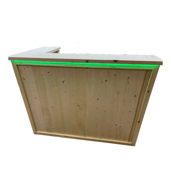 WOODEN BAR L SHAPE MINI FRIDGE ADAPTED WITH LED LIGHTS