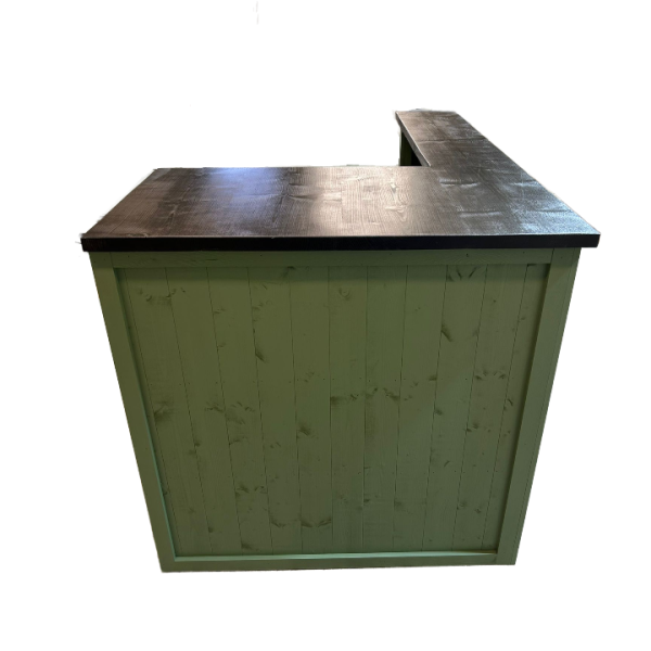 WOODEN BAR L SHAPE BIG FRIDGE ADAPTED OLD ENGLISH GREEN