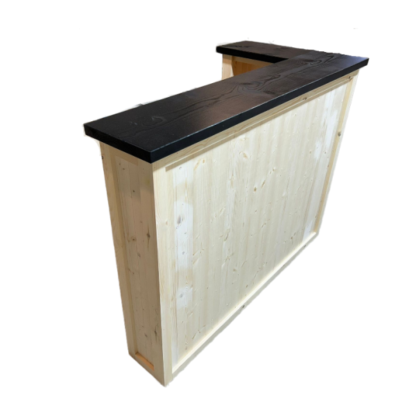 WOODEN BAR L SHAPE NO FINISH/BLACK TOP