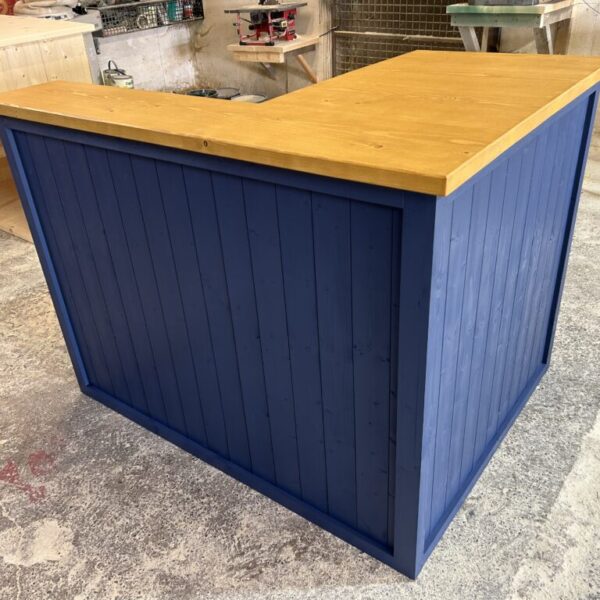 WOODEN BAR L SHAPE BIG FRIDGE ADAPTED NAVY BLUE