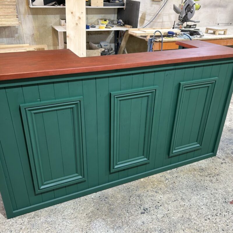 PEAKY BLINDERS GREEN WOODEN BAR BIG FRIDGE ADAPTED MAHOGANY TOP