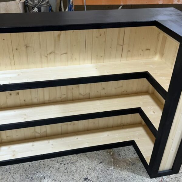 WOODEN BAR L SHAPE NO FINISH/BLACK TOP