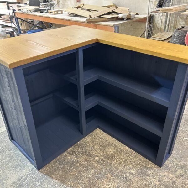 WOODEN BAR L SHAPE BIG FRIDGE ADAPTED NAVY BLUE