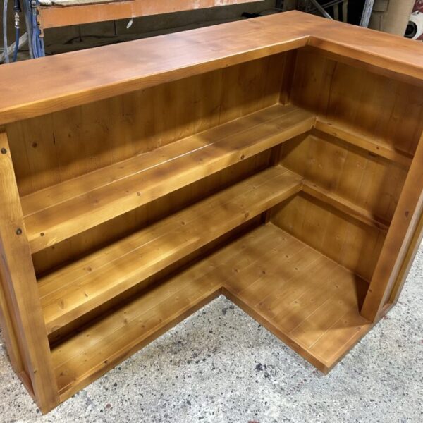 WOODEN BAR L SHAPED FRIDGE/BARREL ADAPTED SATIN OAK